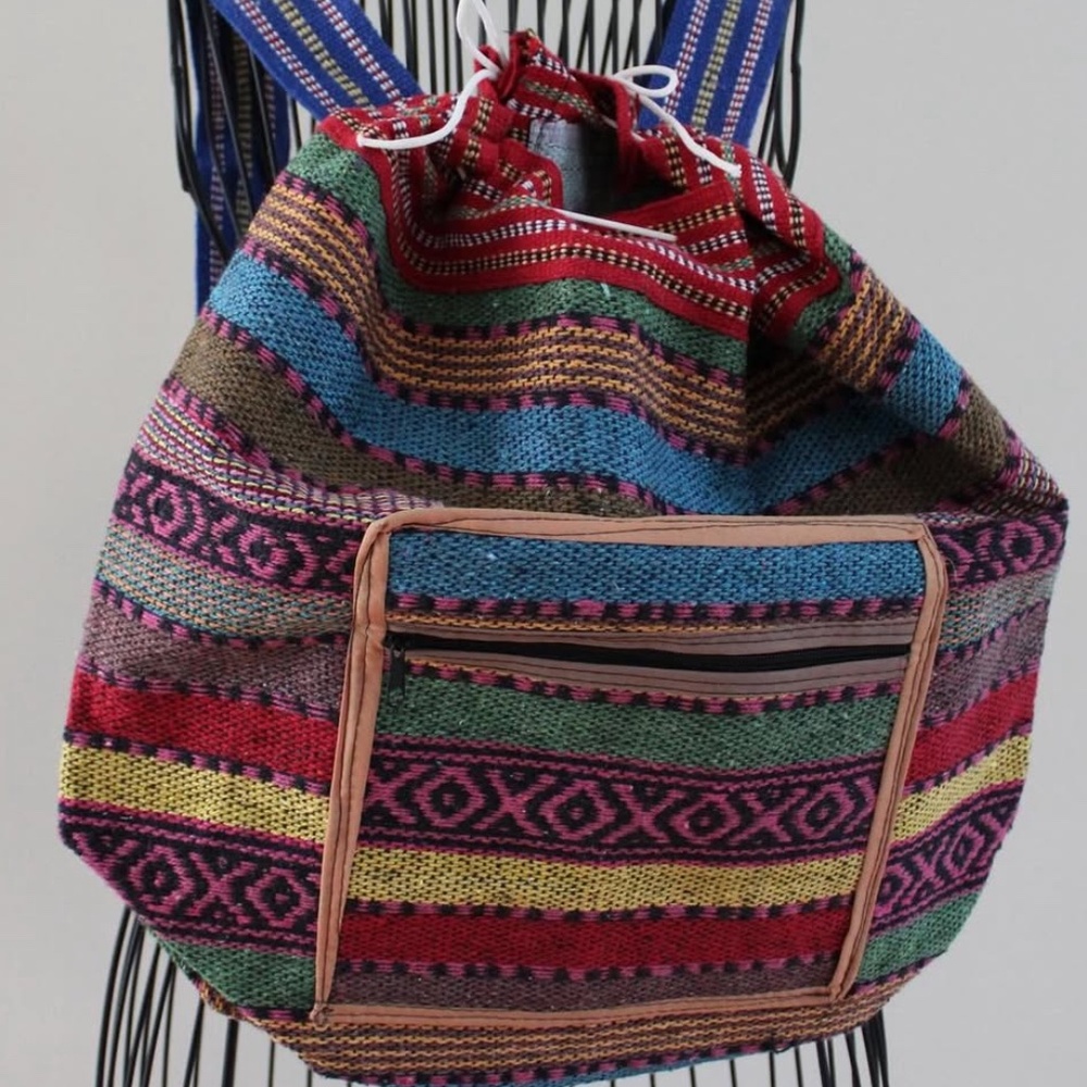 Multicolor striped boho backpack